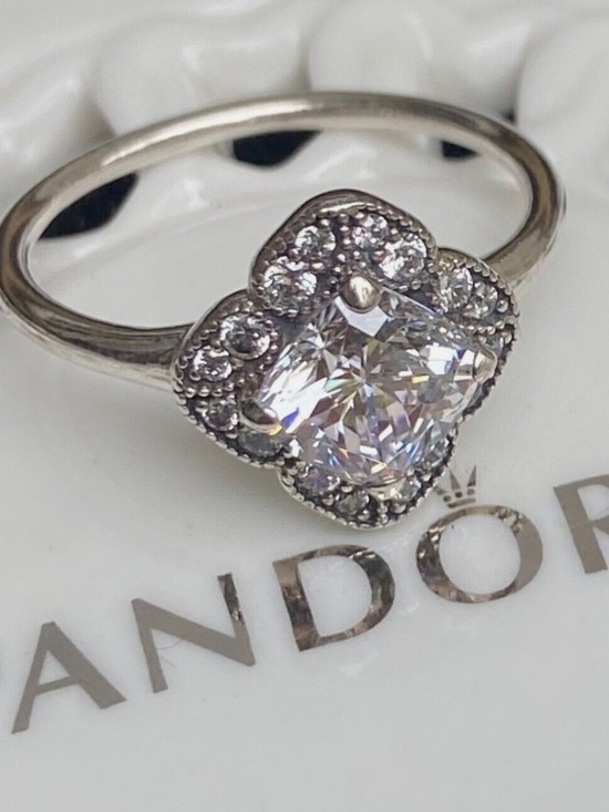 Pandora Jewelry - Pandora Crystallized Floral fancy Ring-size 6, retired style